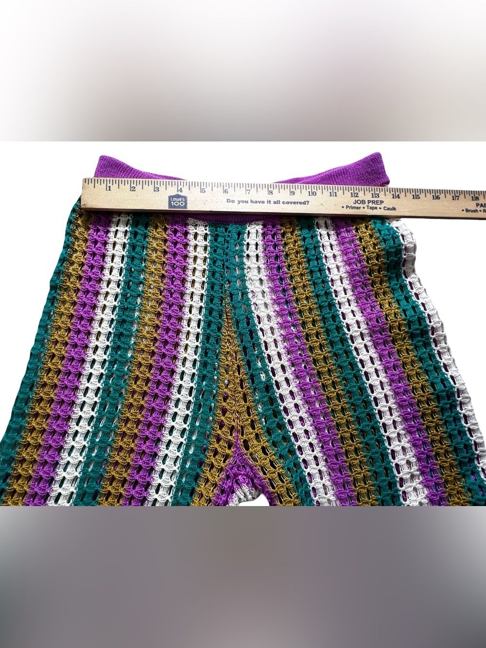 Hurley Crochet Beach Pants Striped purple Mesh Cover Up Wide Leg Women’s medium - Picture 6 of 11